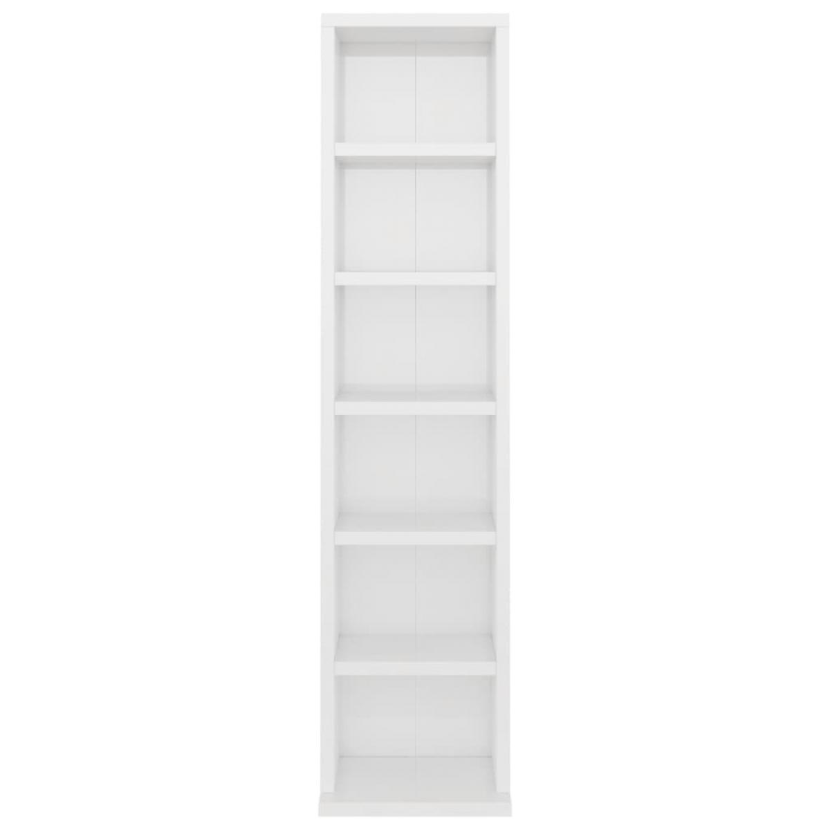 Estantería de CDs madera contrachapada blanco brillo 21x20x88cm