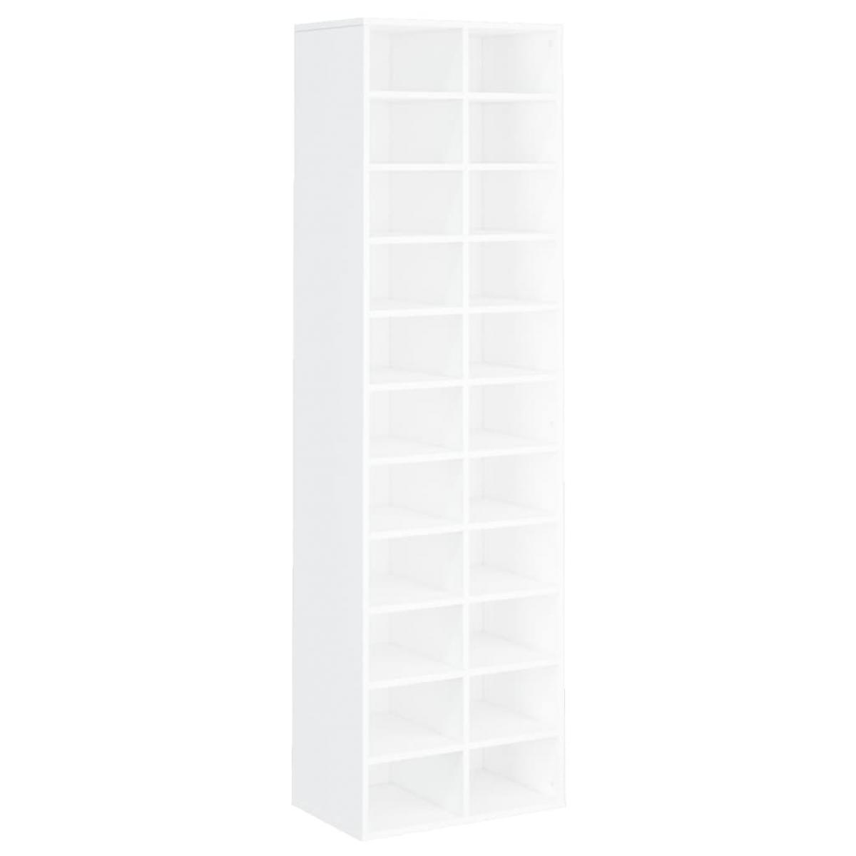 Mueble zapatero de madera contrachapada blanco 54x34x183 cm
