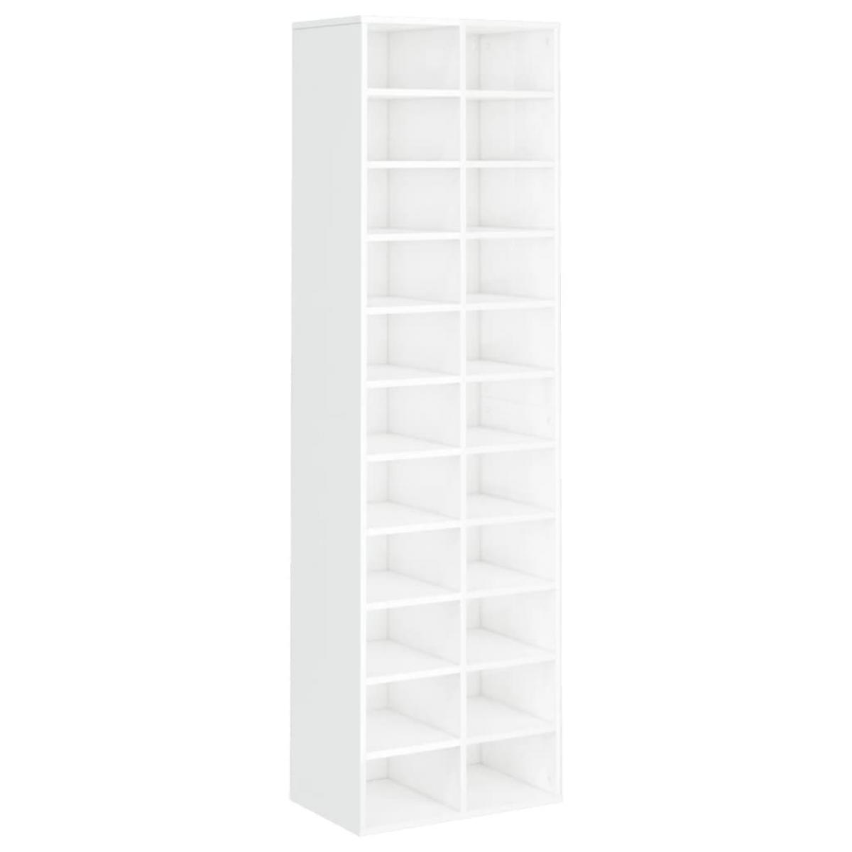 Mueble zapatero de aglomerado blanco brillante 54x34x183 cm