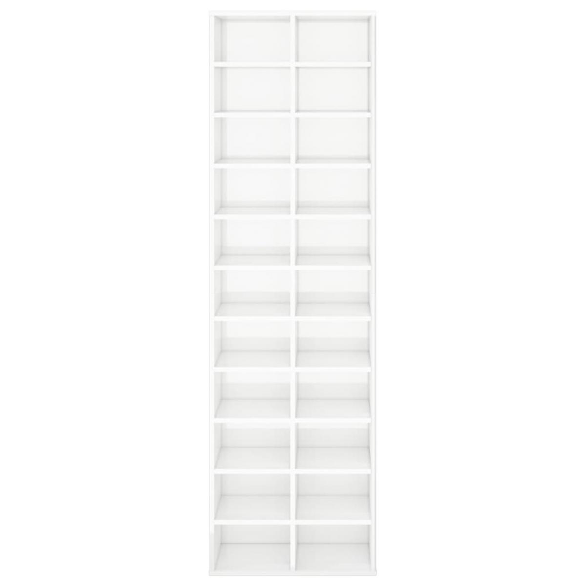 Mueble zapatero de aglomerado blanco brillante 54x34x183 cm