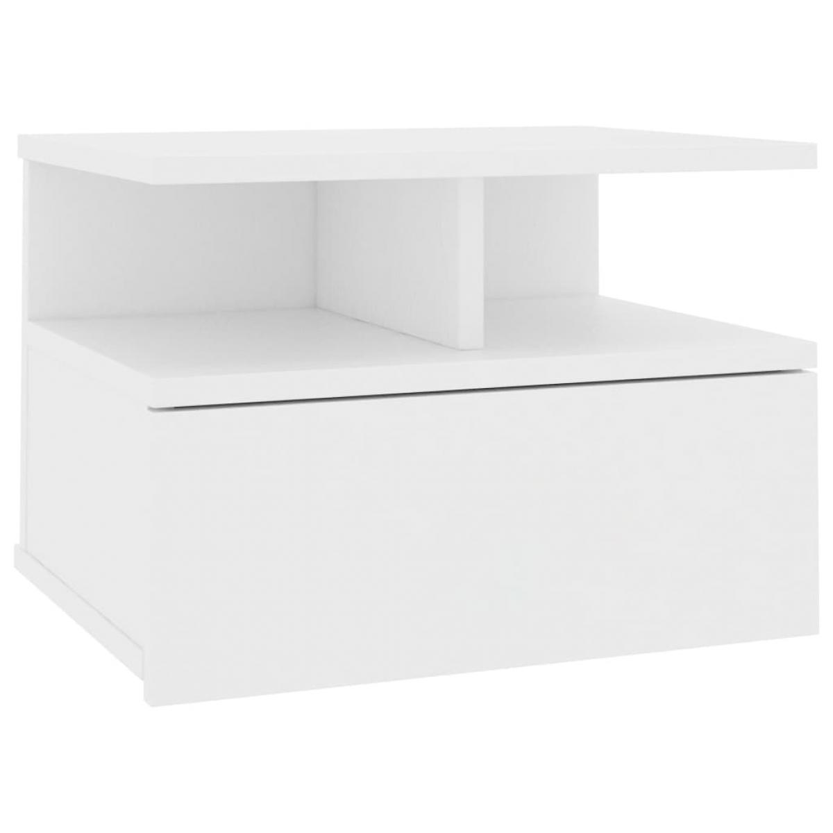 Mesita de noche flotante madera contrachapada blanco 40x31x27cm