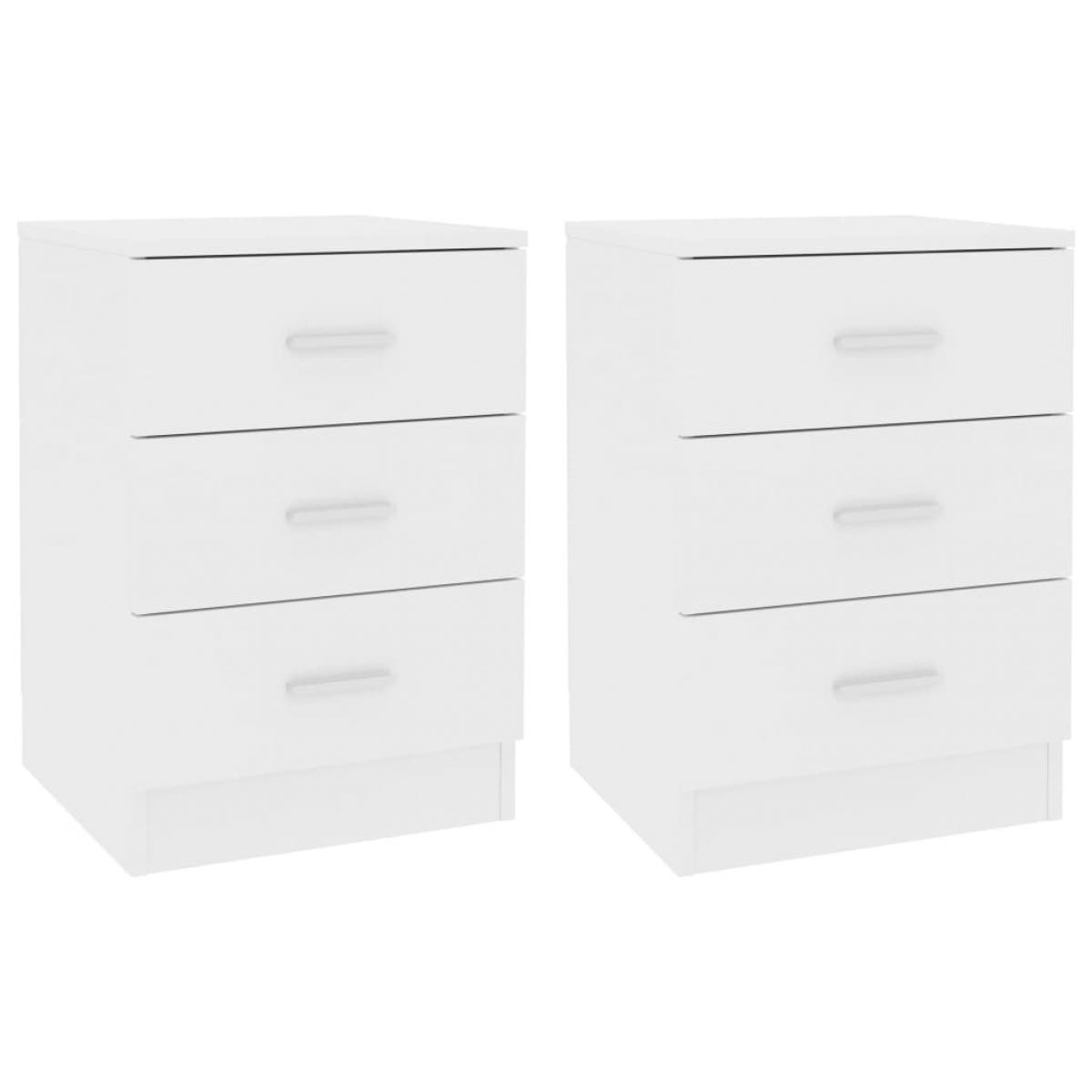 Mesitas de noche 2 uds madera contrachapada blanco 38x35x56 cm