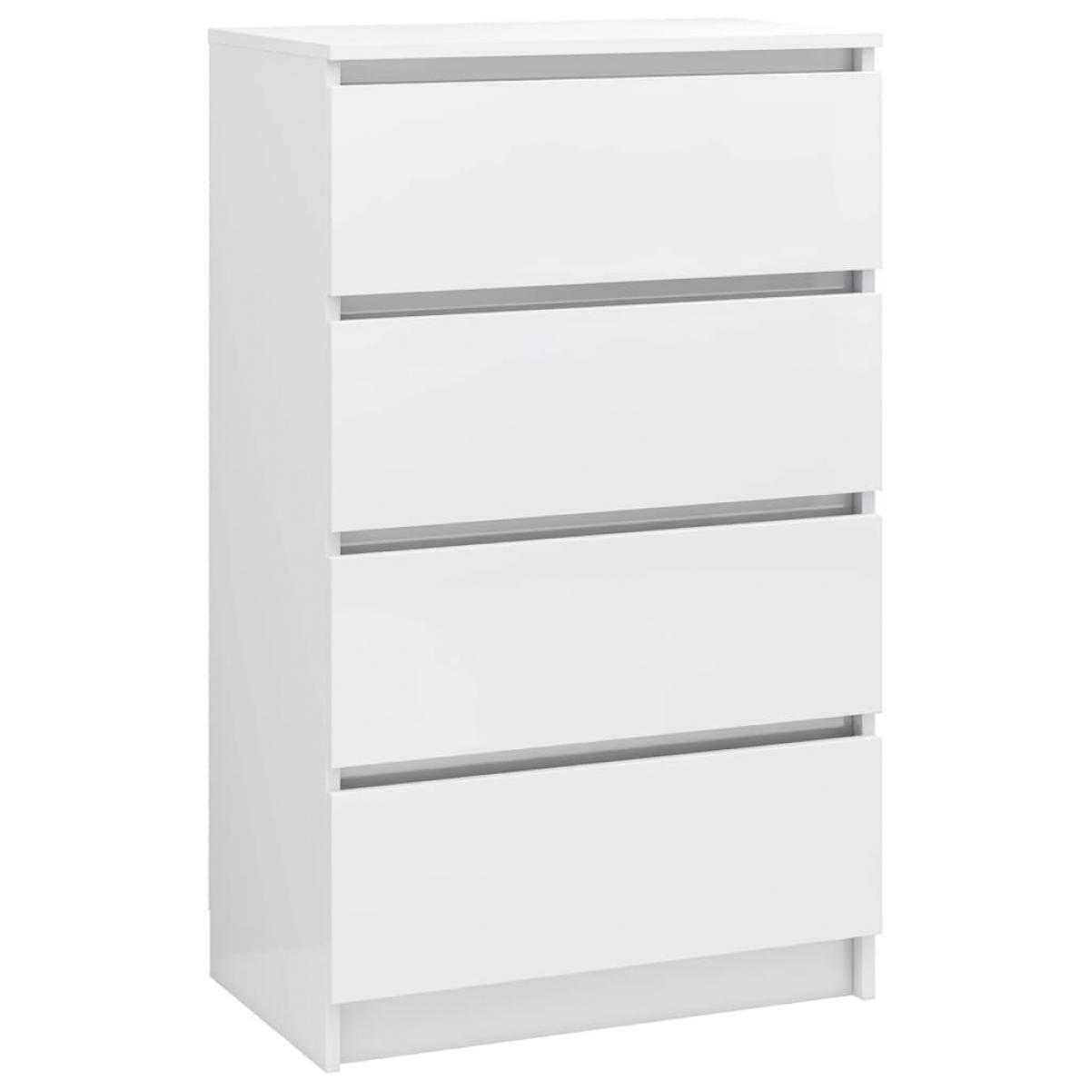 Aparador de madera contrachapada blanco brillante 60x35x98,5 cm