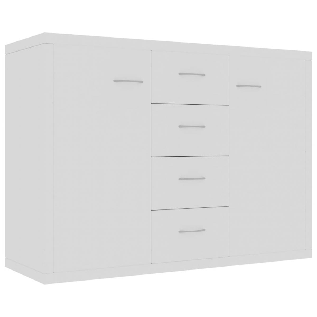 Aparador de madera contrachapada blanco 88x30x65 cm