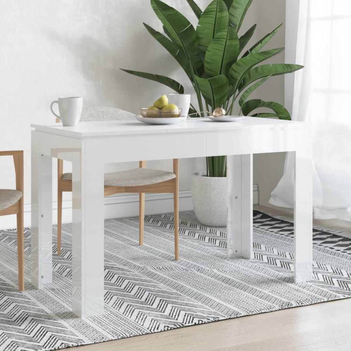 Mesa de comedor madera de ingeniería blanco brillo 120x60x76 cm
