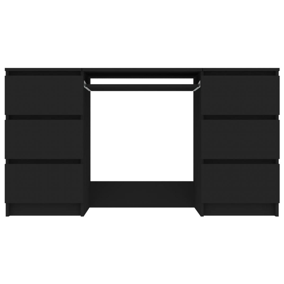 Escritorio de madera contrachapada negro 140x50x77 cm