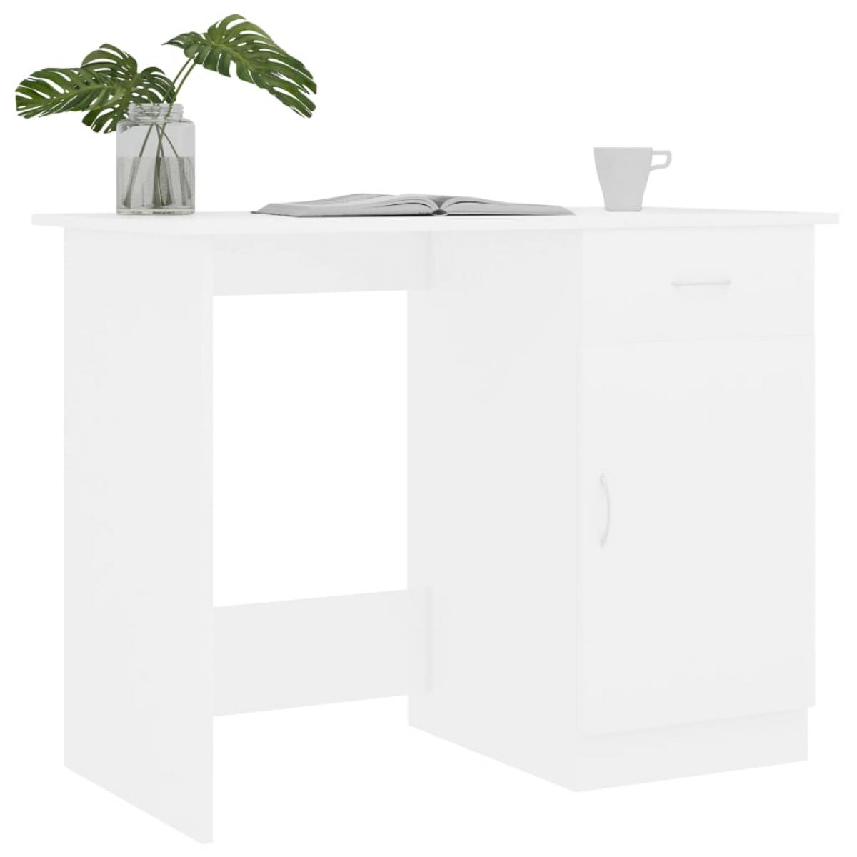 Escritorio de madera contrachapada blanco 100x50x76 cm