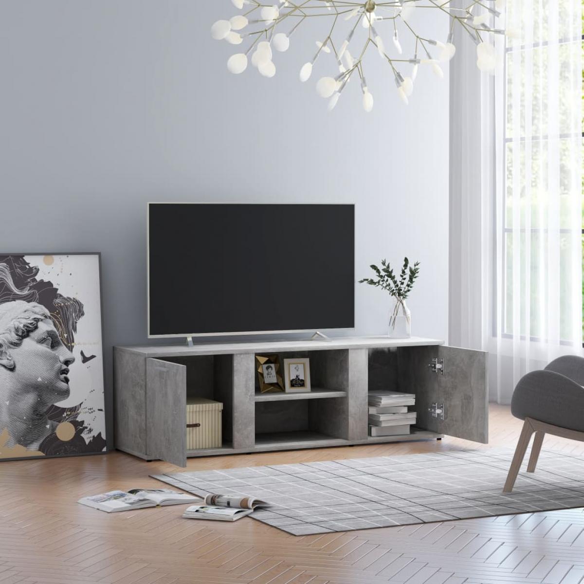 Mueble de TV madera contrachapada gris hormigón 120x34x37 cm