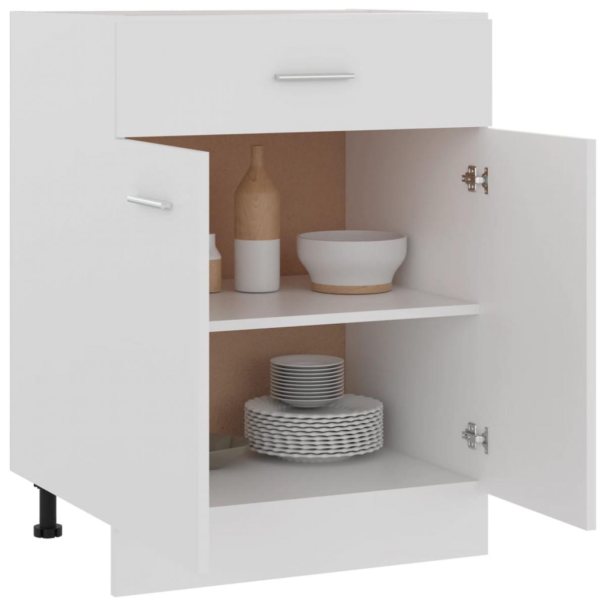 Armario inferior cajón cocina contrachapada blanco 60x46x81,5cm