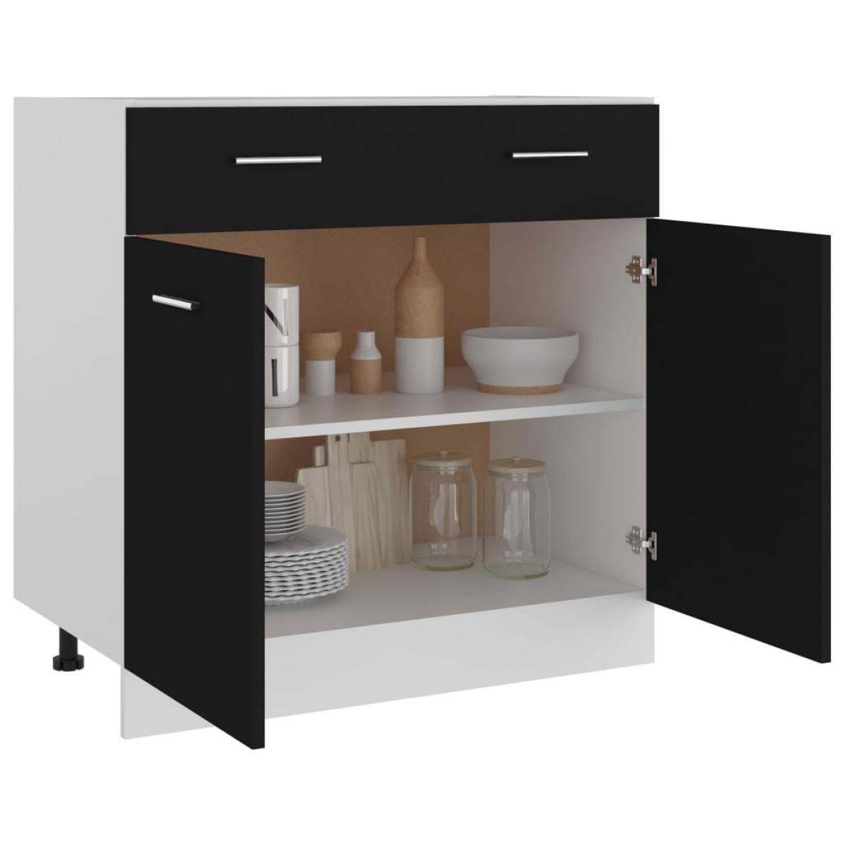 Armario inferior cajón cocina aglomerado negro 80x46x81,5 cm
