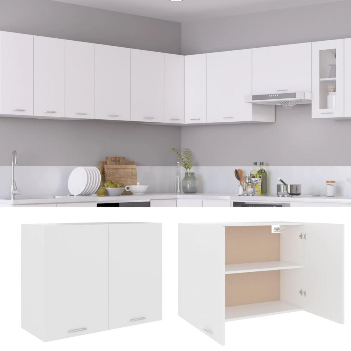 Armario colgante de cocina aglomerado blanco 80x31x60 cm