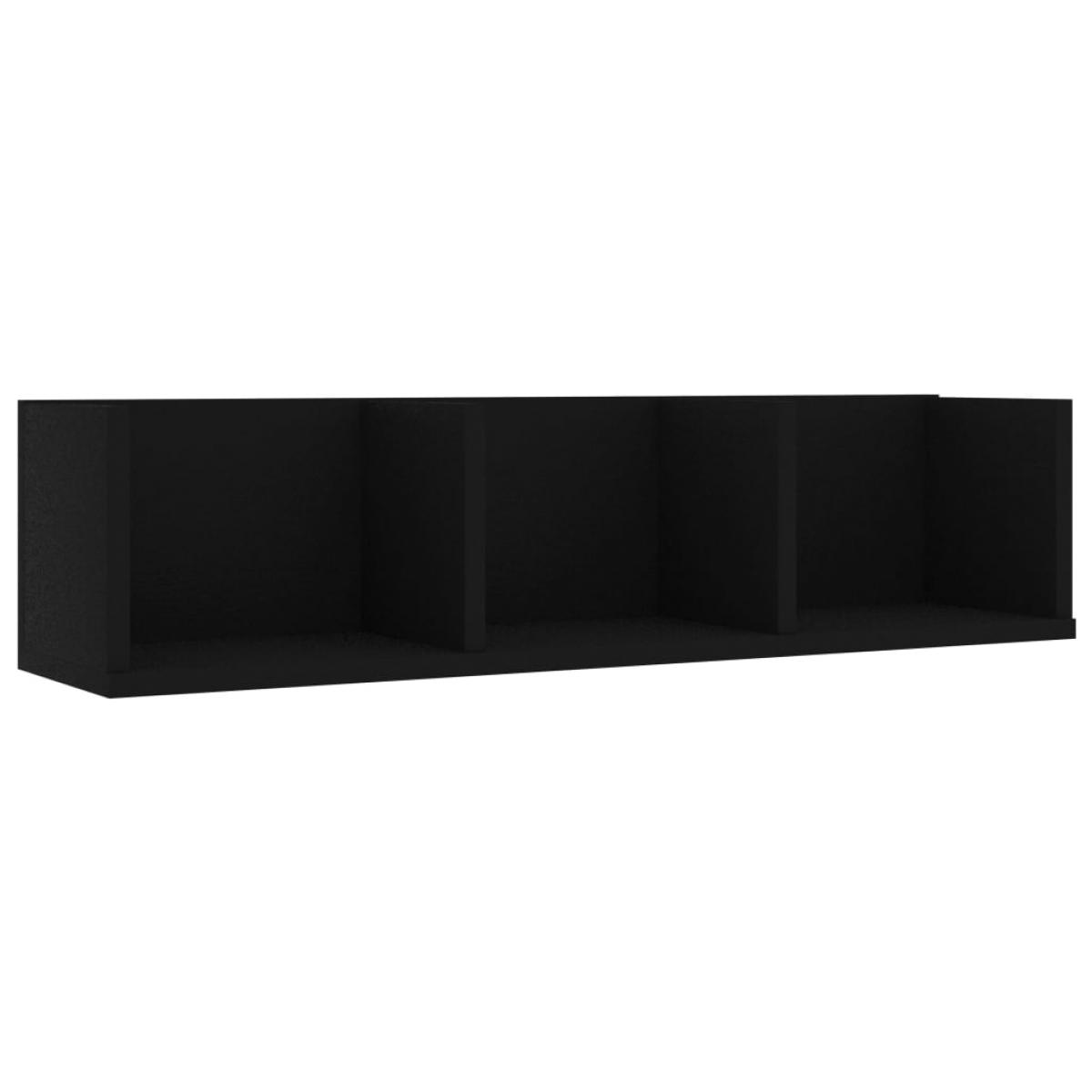 Estante de pared para CD madera contrachapada negro 75x18x18cm
