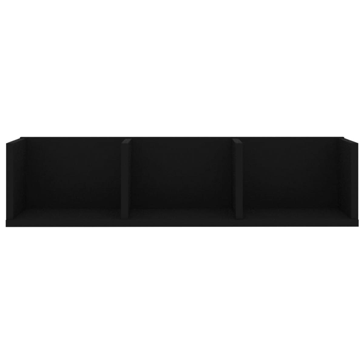 Estante de pared para CD madera contrachapada negro 75x18x18cm