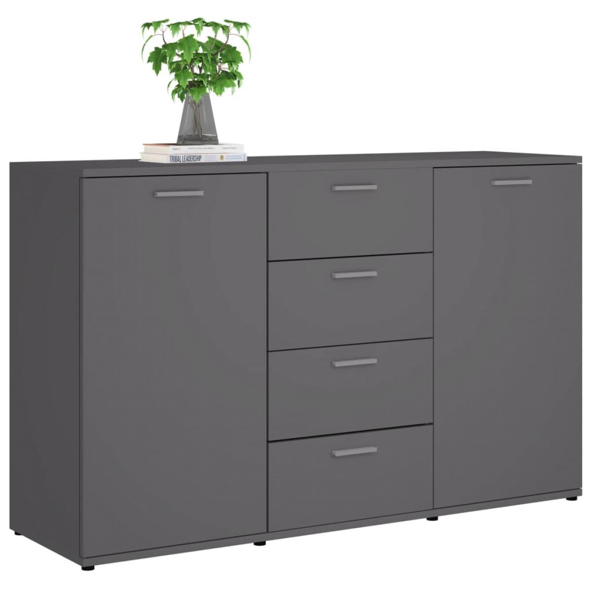 Aparador de madera contrachapada gris 120x35,5x75 cm