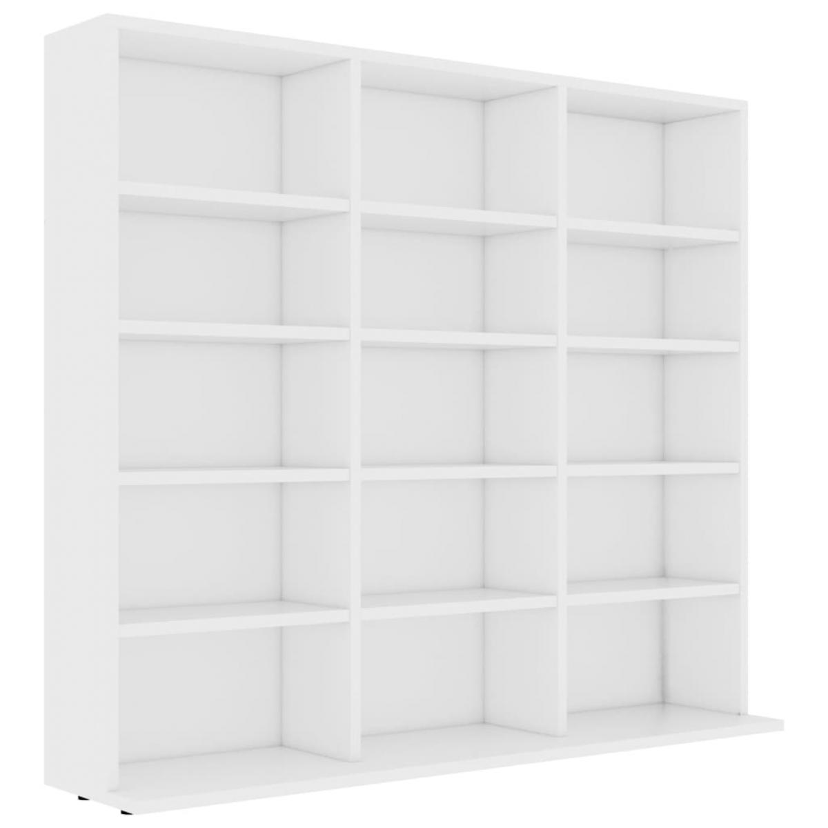 Armario para CDs madera contrachapada blanco 102x23x89,5 cm