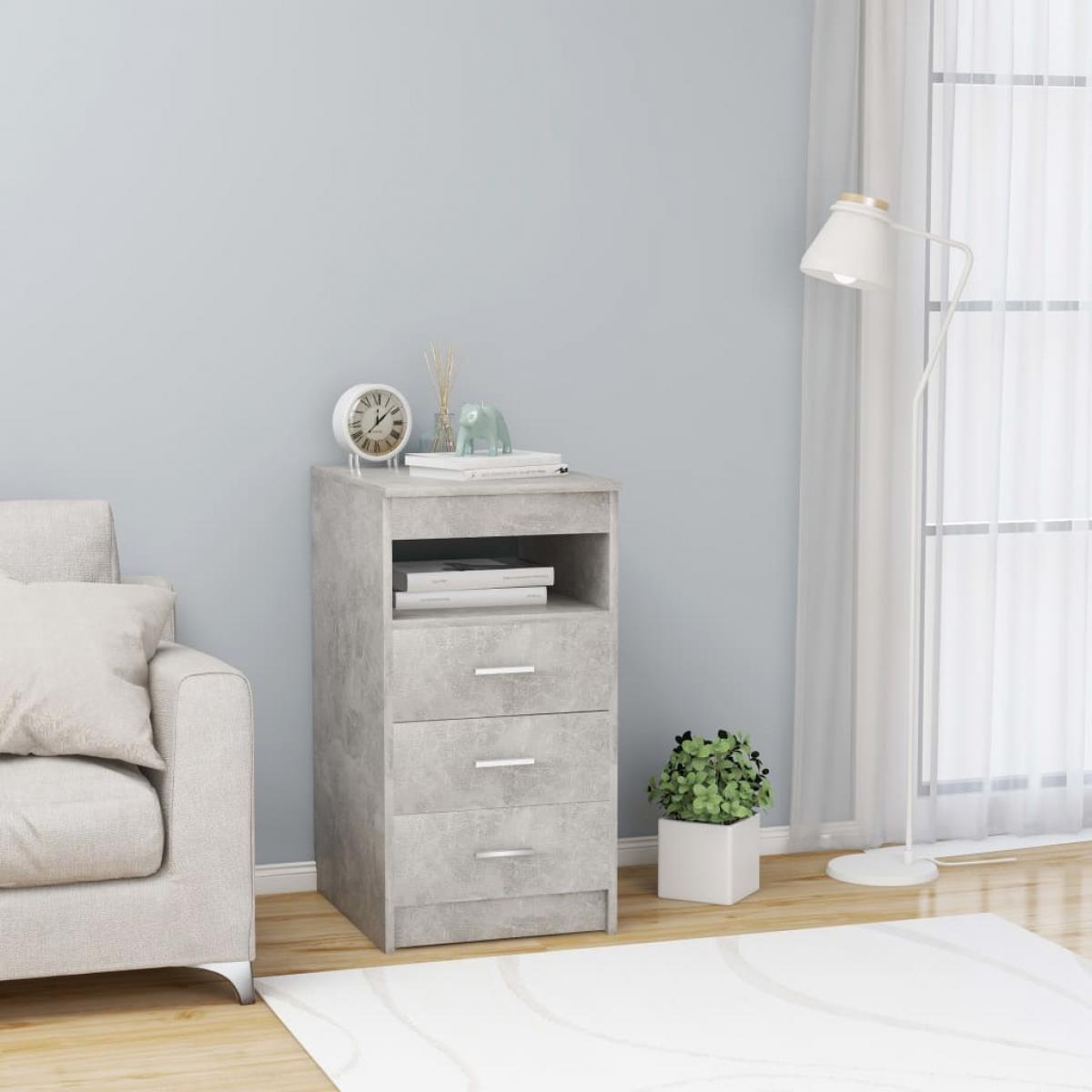 Cajonera de madera contrachapada gris hormigón 40x50x76 cm