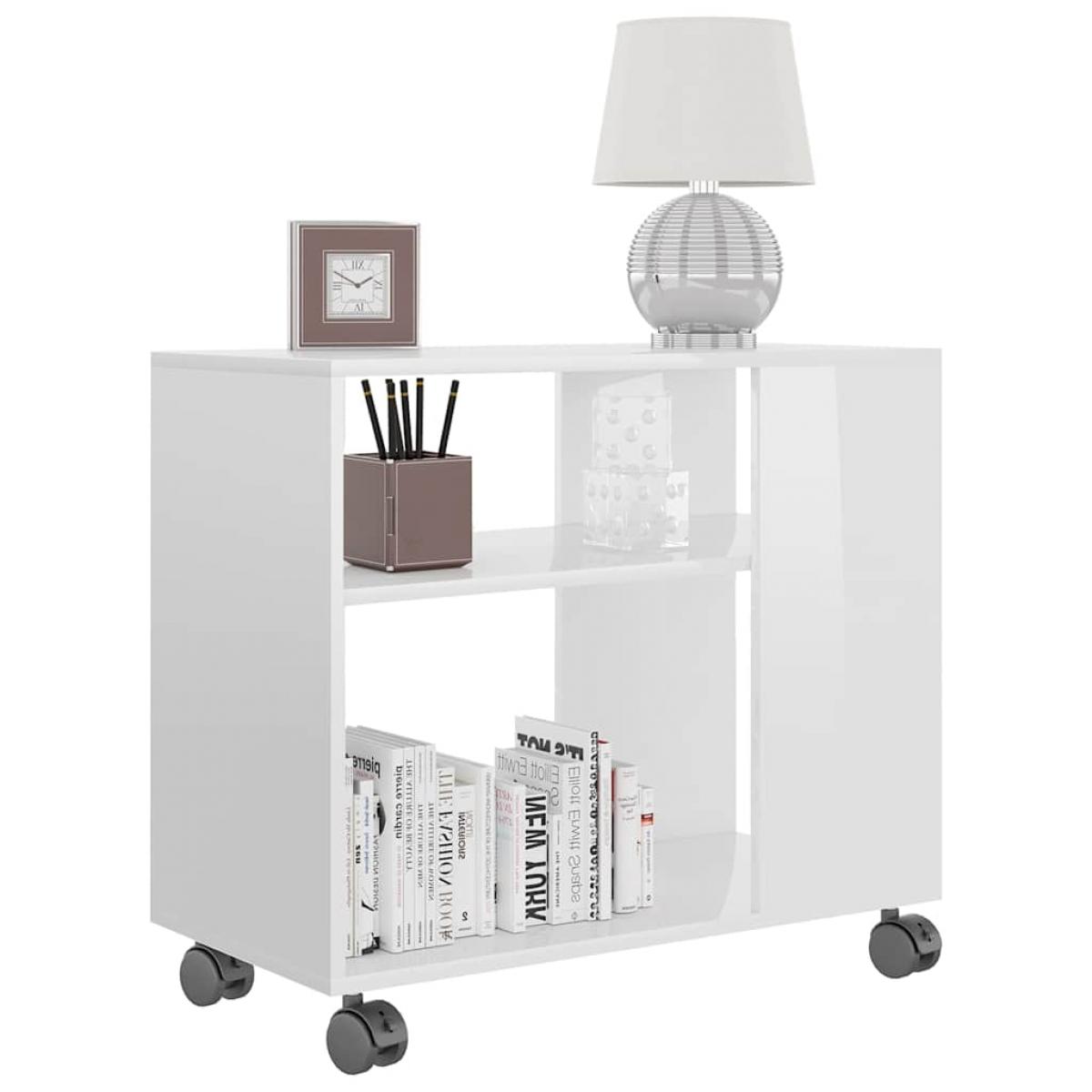 Mesa auxiliar madera contrachapada blanco brillante 70x35x55 cm