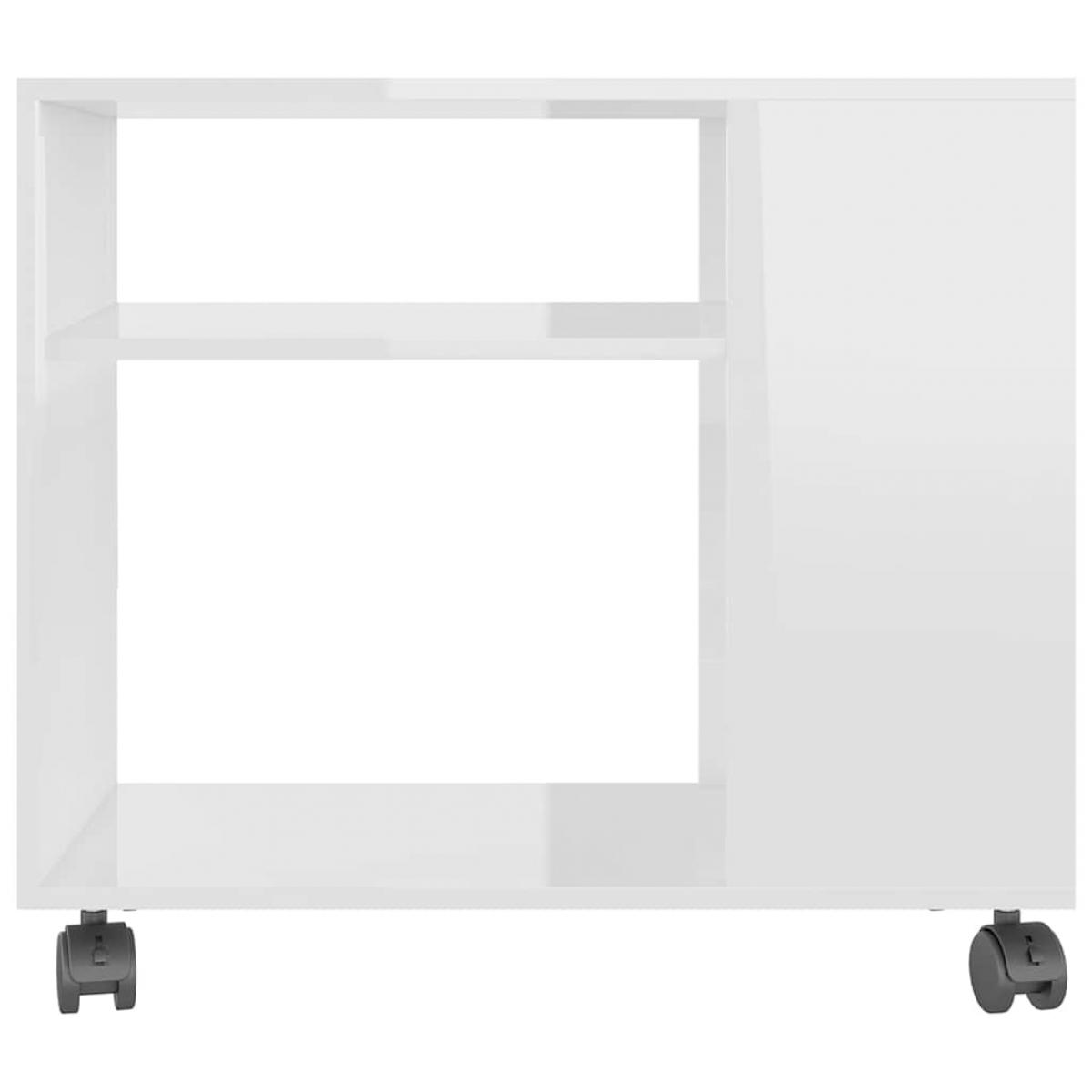 Mesa auxiliar madera contrachapada blanco brillante 70x35x55 cm