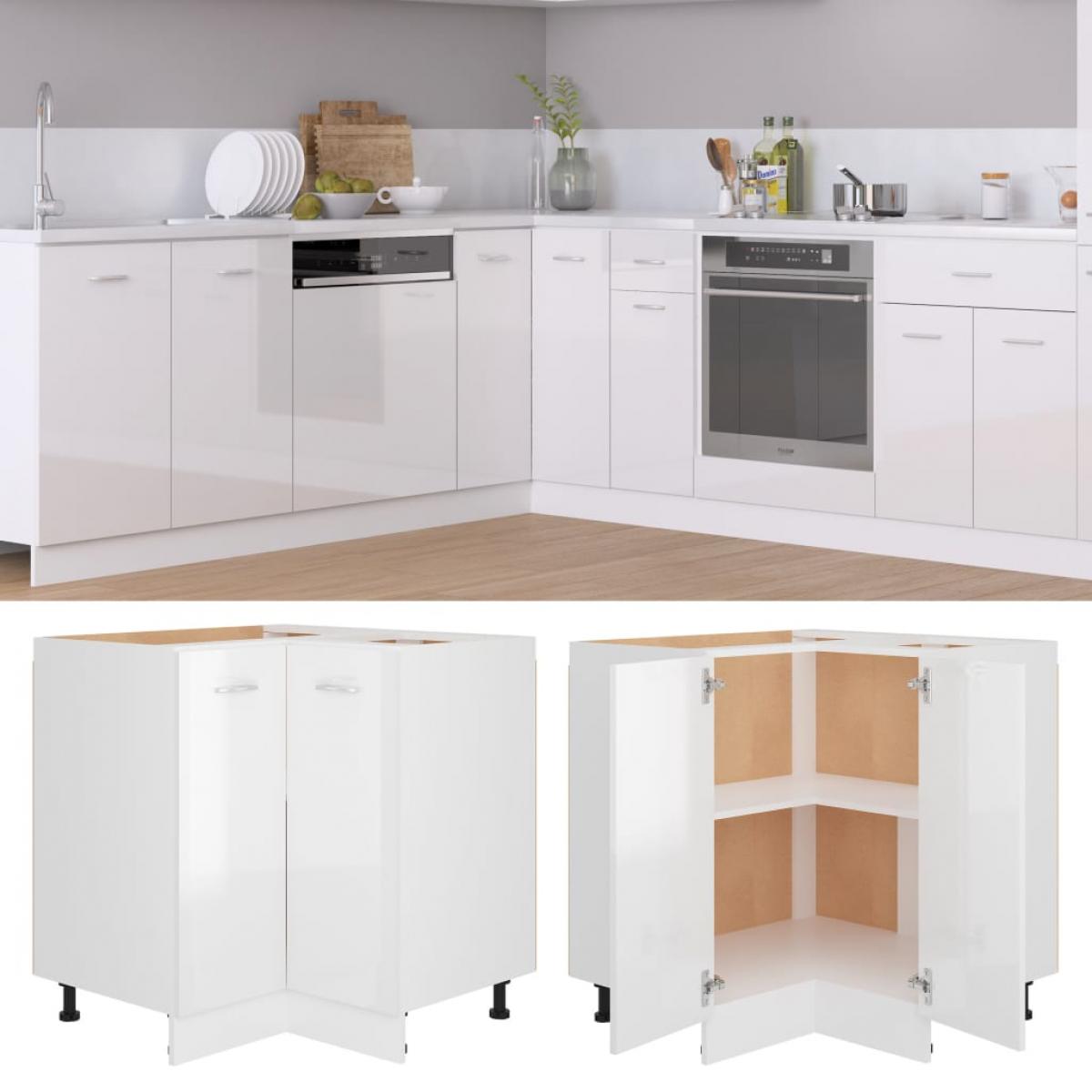 Armario inferior contrachapada blanco brillo 75,5x75,5x80,5 cm