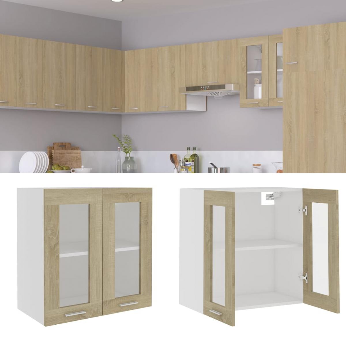 Armario colgante cristal de aglomerado roble sonoma 60x31x60 cm