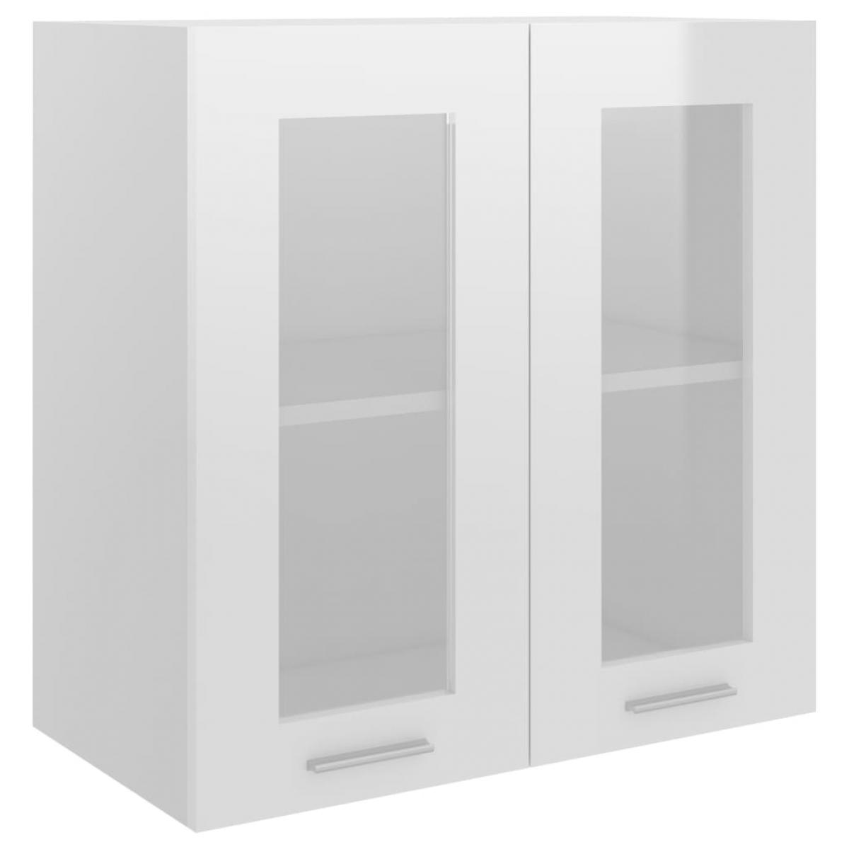 Armario colgante cristal y aglomerado blanco brillo 60x31x60 cm