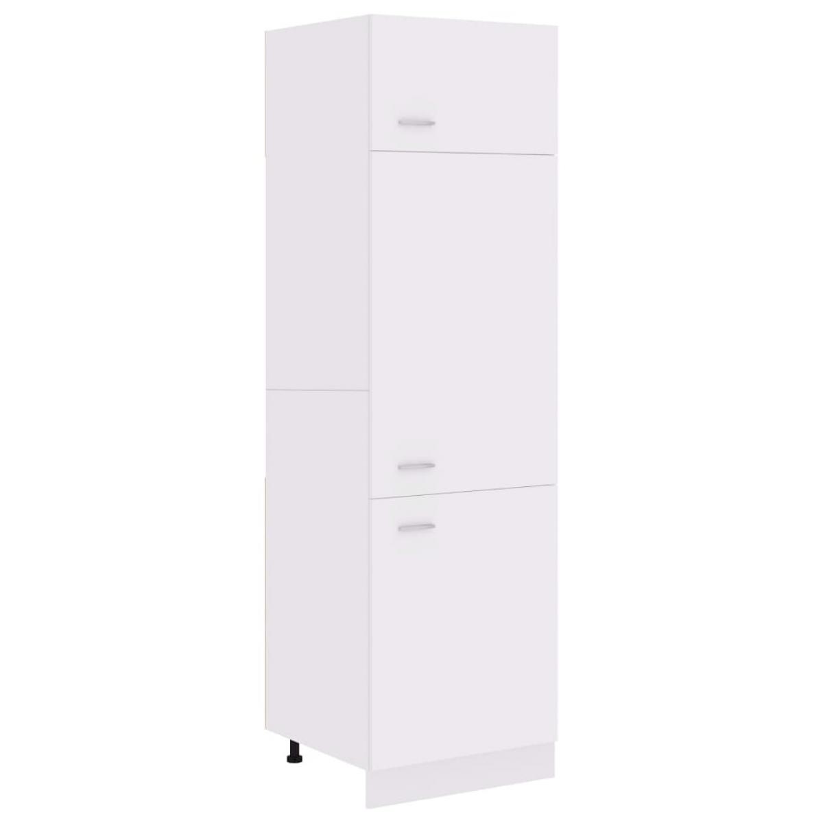 Armario de frigorífico de aglomerado blanco 60x57x207 cm