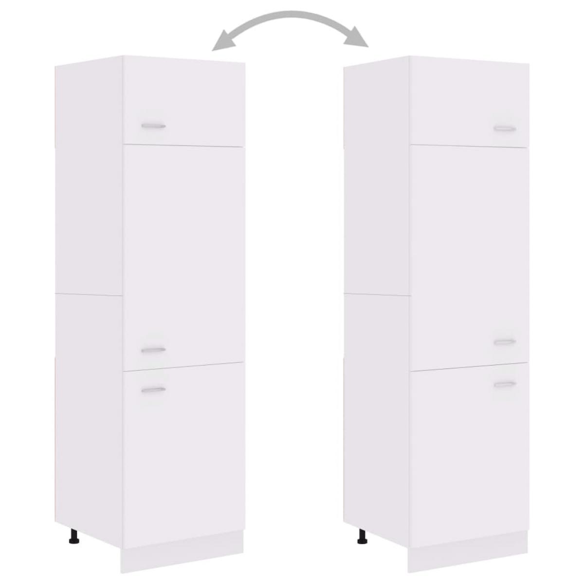 Armario de frigorífico de aglomerado blanco 60x57x207 cm