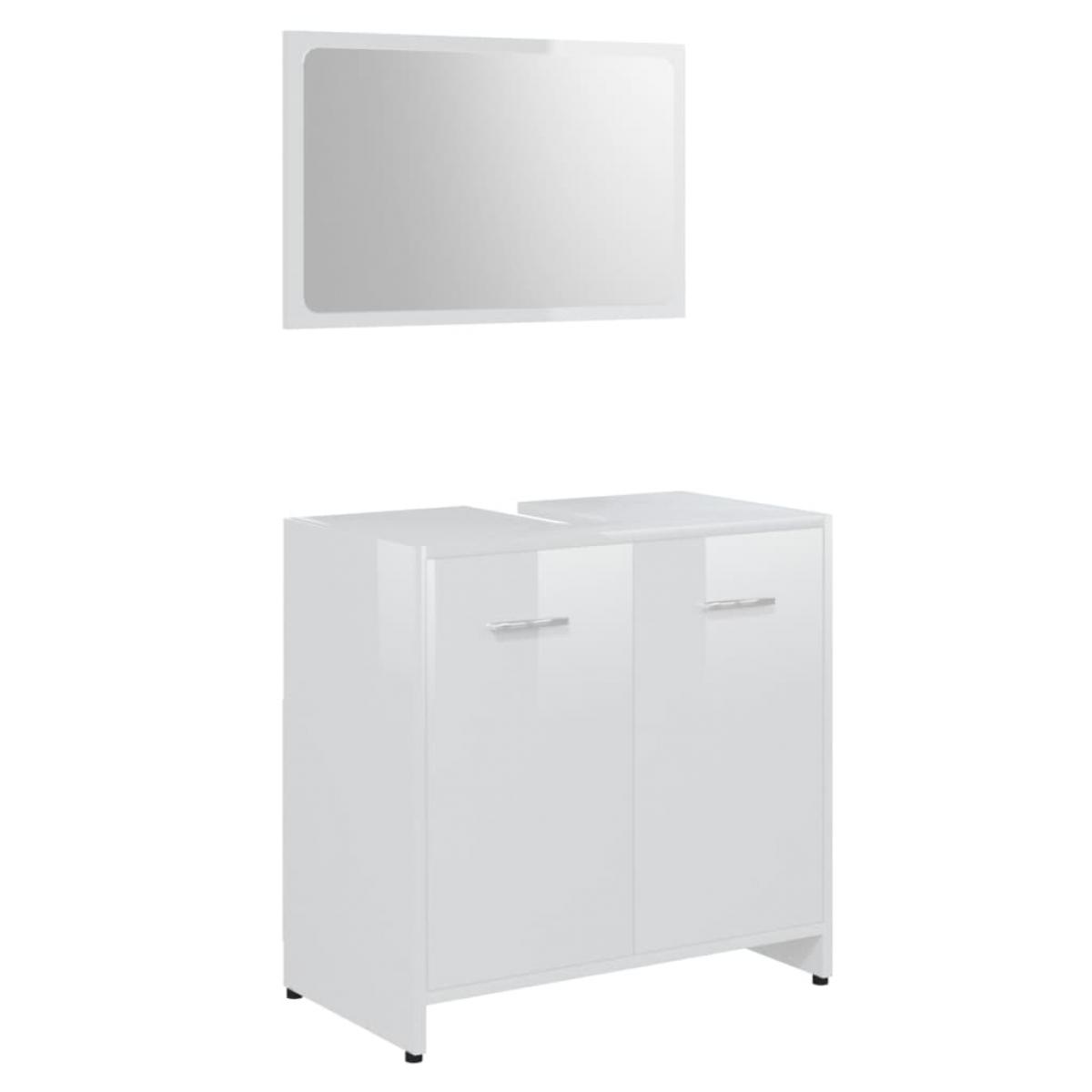 Conjunto de muebles de baño madera contrachapada blanco brillo