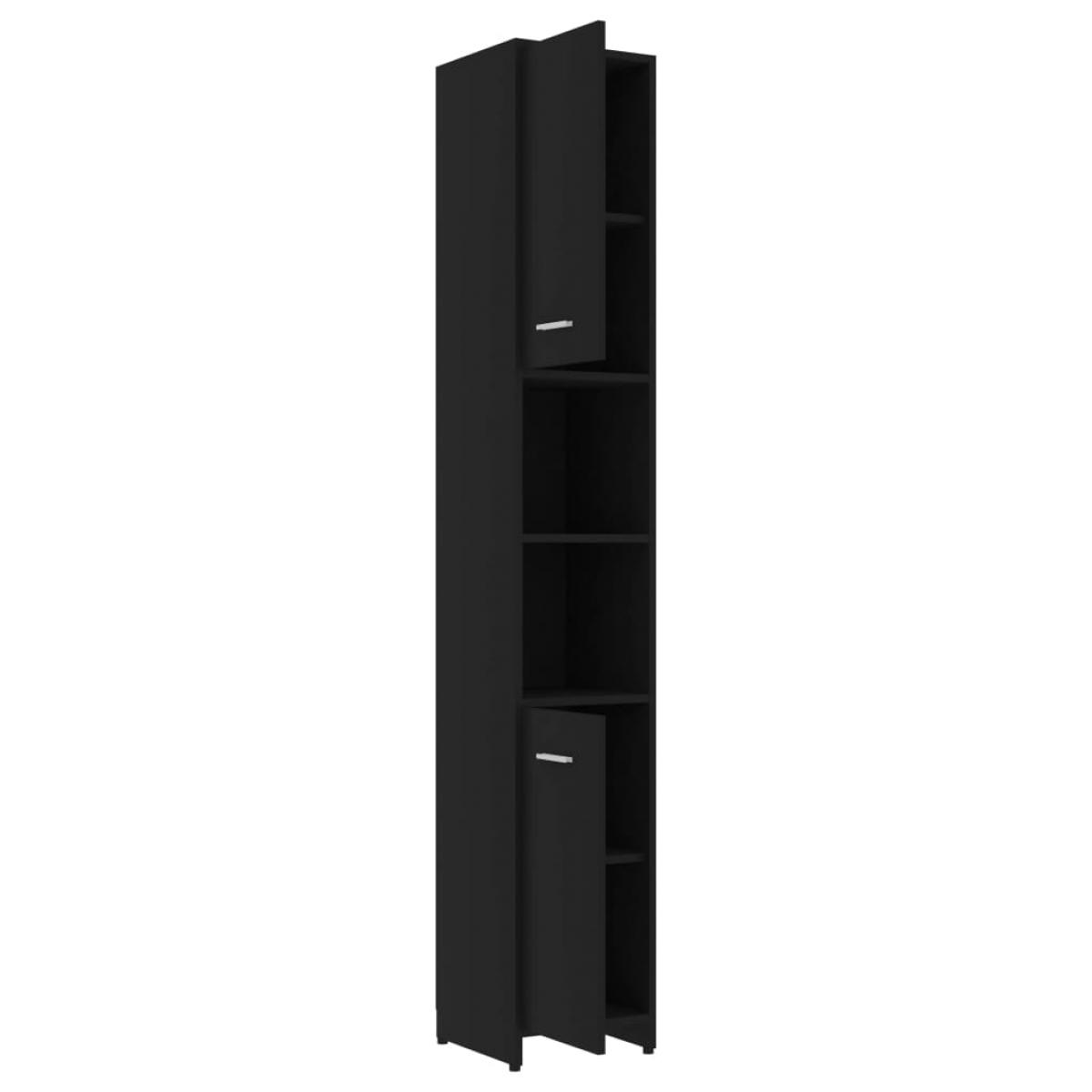 Armario baño madera contrachapada negro brillo 30x30x183,5 cm