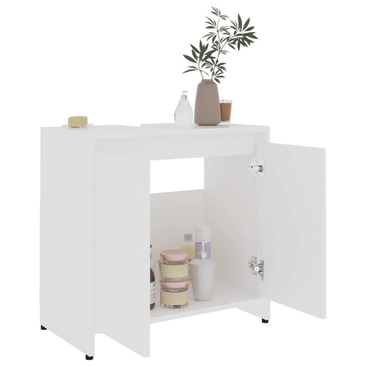 Armario de baño madera contrachapada blanco 60x33x61 cm