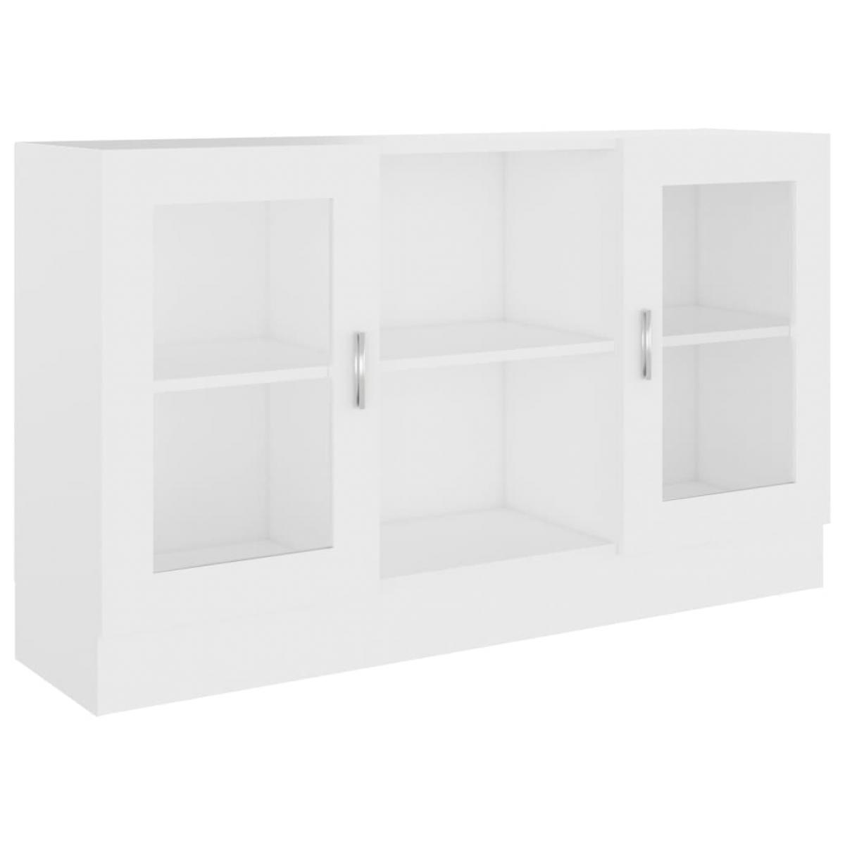 Vitrina de madera ingeniería blanca 120x30,5x70 cm