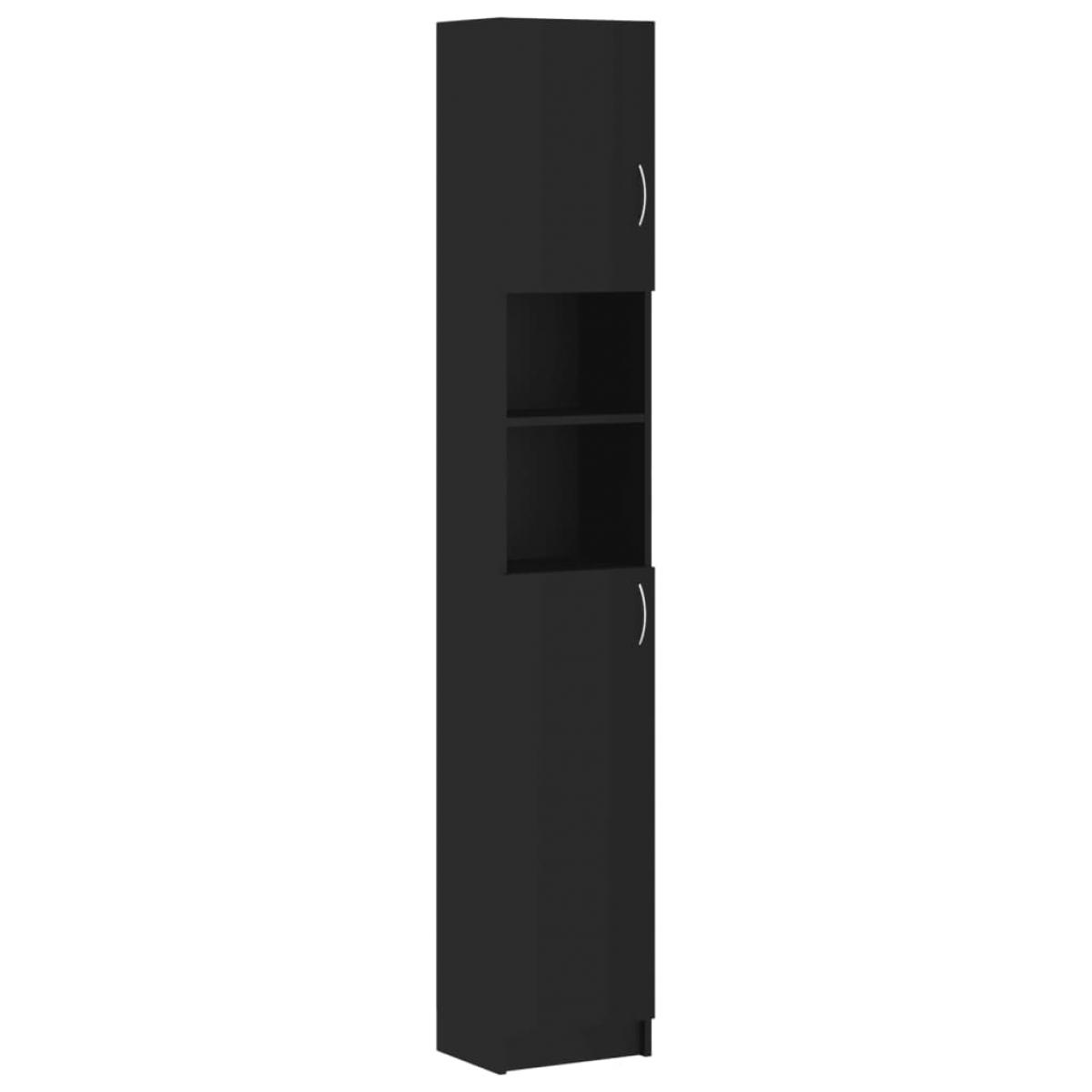 Armario de baño madera contrachapada negro 32x25,5x190 cm