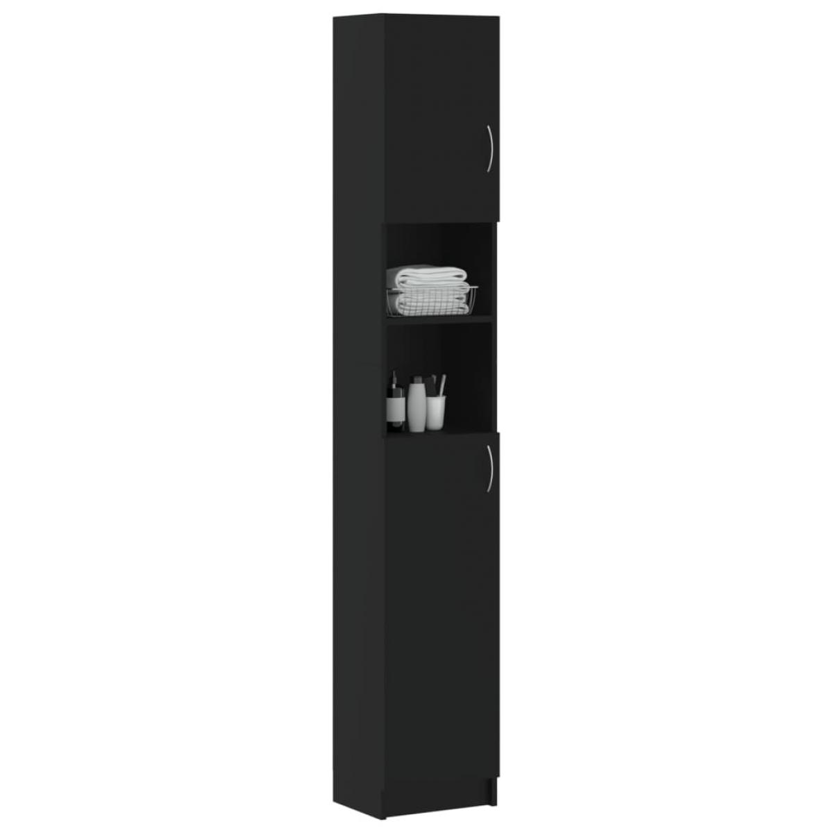 Armario de baño madera contrachapada negro 32x25,5x190 cm