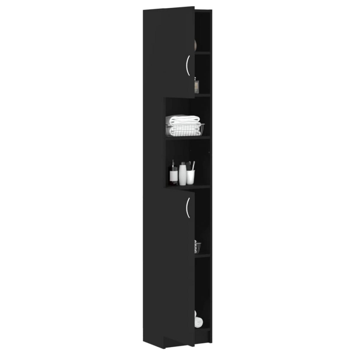 Armario de baño madera contrachapada negro 32x25,5x190 cm