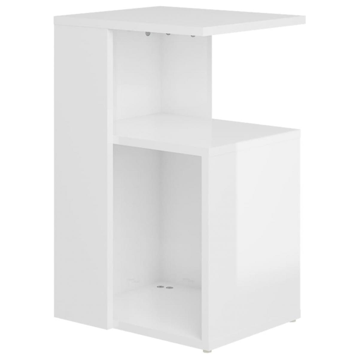 Mesa auxiliar madera contrachapada blanco brillante 36x30x56 cm