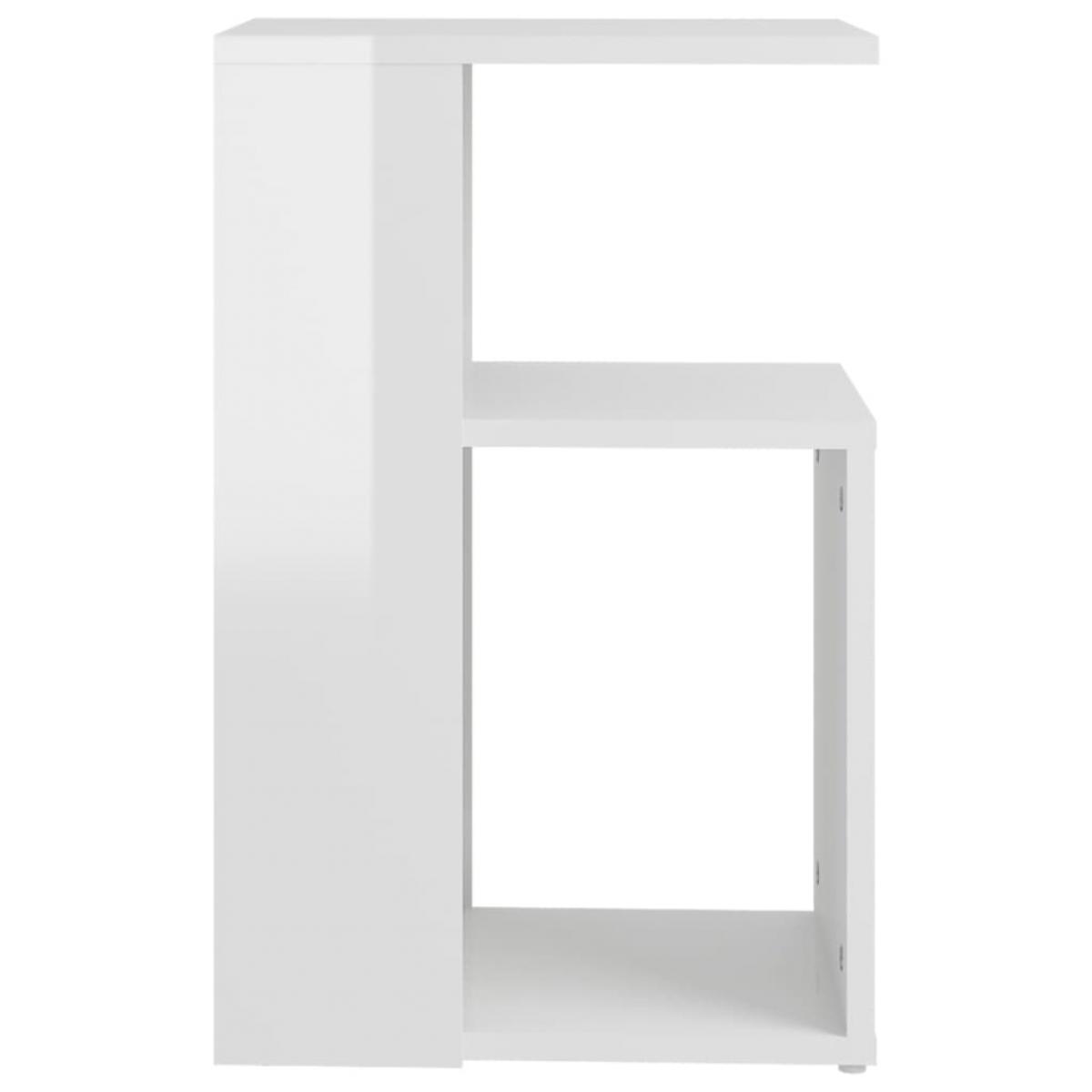 Mesa auxiliar madera contrachapada blanco brillante 36x30x56 cm