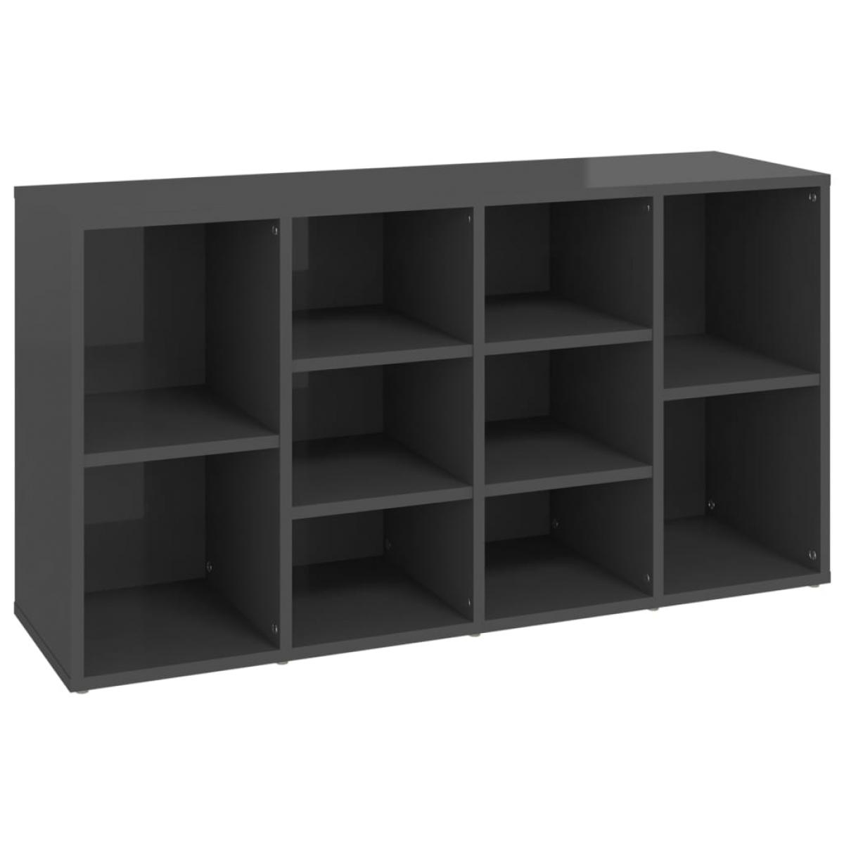 Banco zapatero madera contrachapada gris brillo 103x30x54,5 cm