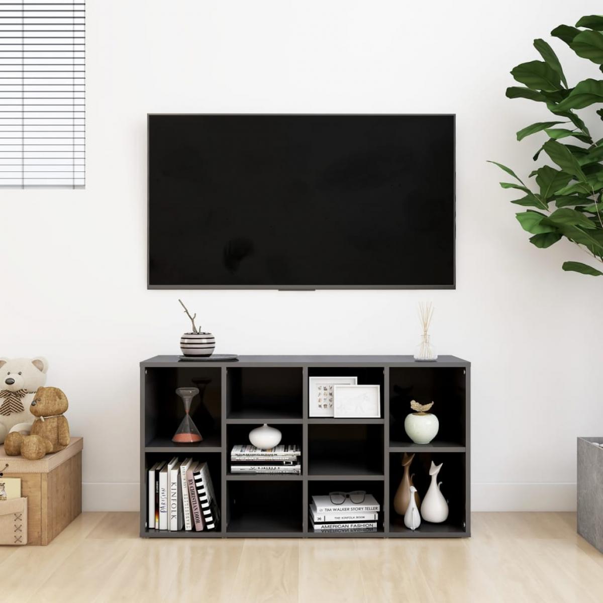 Banco zapatero madera contrachapada gris brillo 103x30x54,5 cm