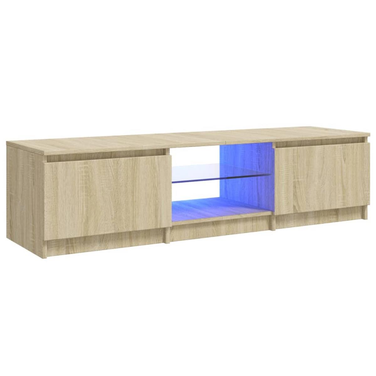 Armario TV con luces LED roble Sonoma 140x40x35,5 cm