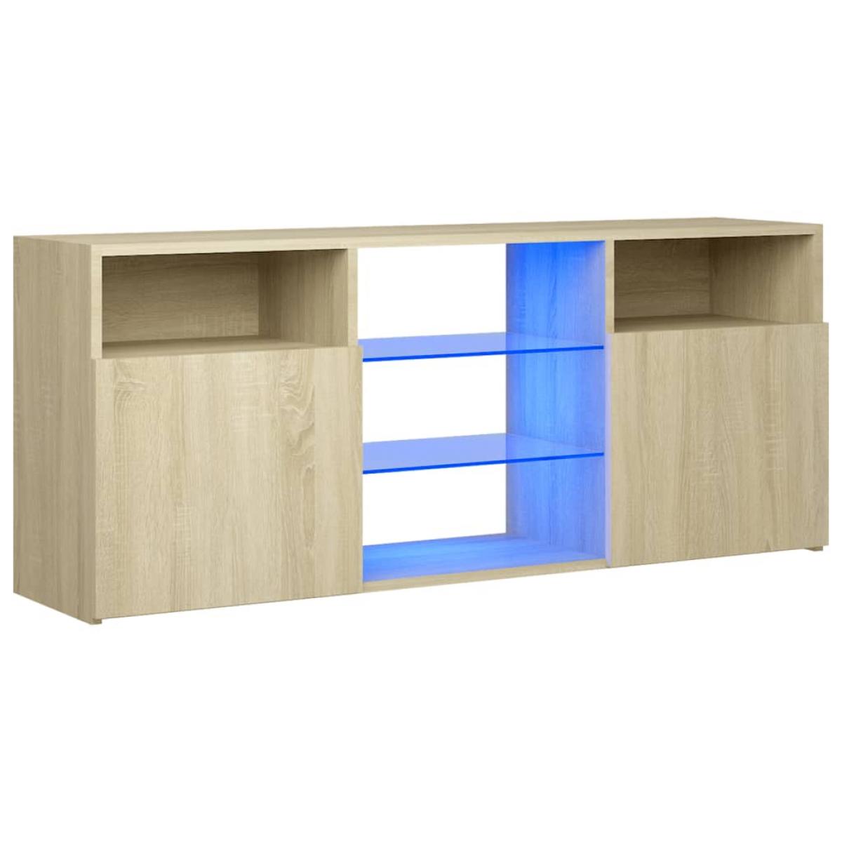 Armario TV con luces LED roble Sonoma 120x30x50 cm