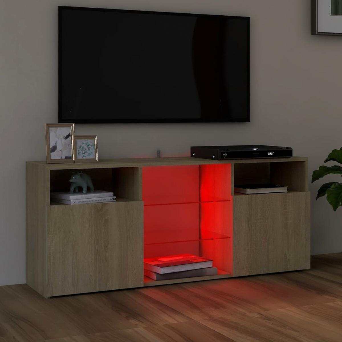 Armario TV con luces LED roble Sonoma 120x30x50 cm
