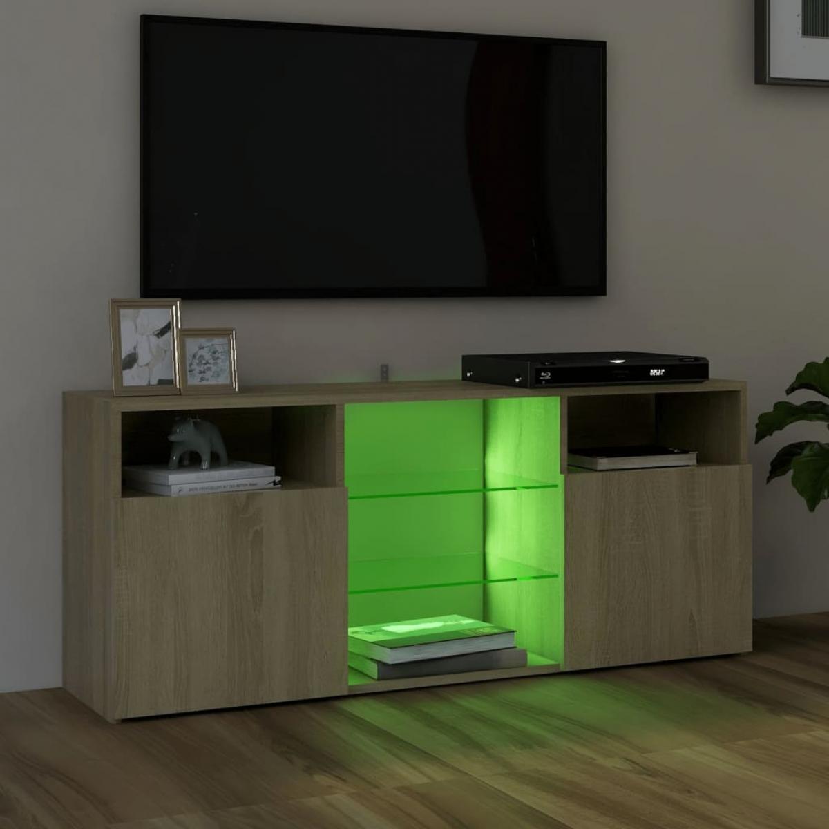 Armario TV con luces LED roble Sonoma 120x30x50 cm