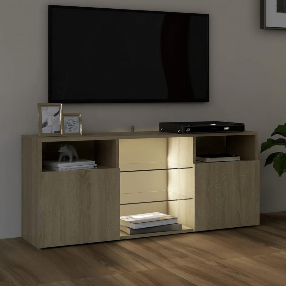 Armario TV con luces LED roble Sonoma 120x30x50 cm
