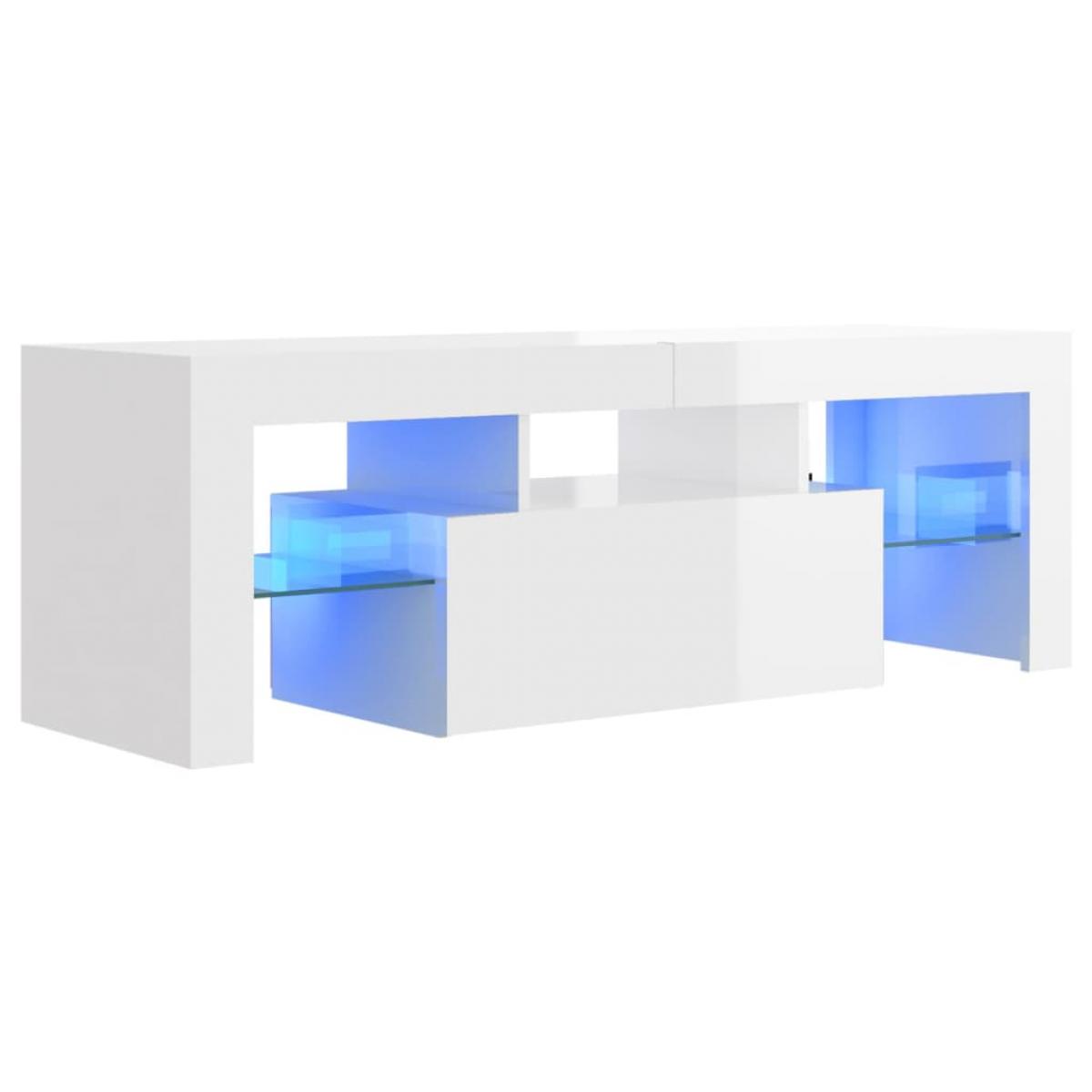 Mueble de TV con luces LED blanco brillante 120x35x40 cm