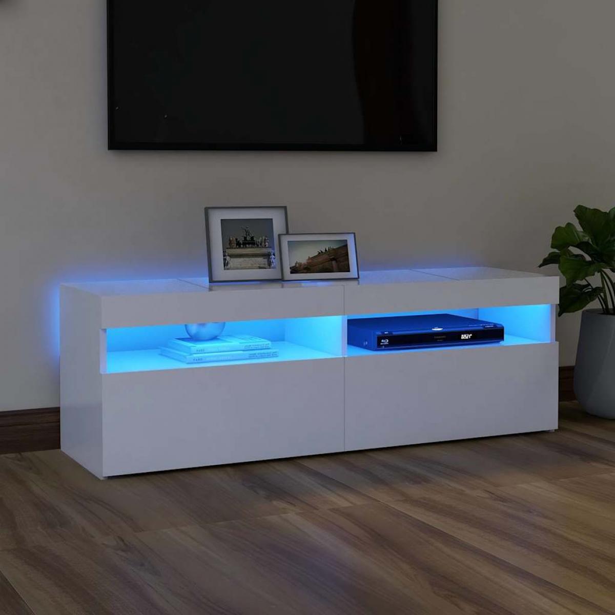 Mueble para TV con luces LED blanco 120x35x40 cm