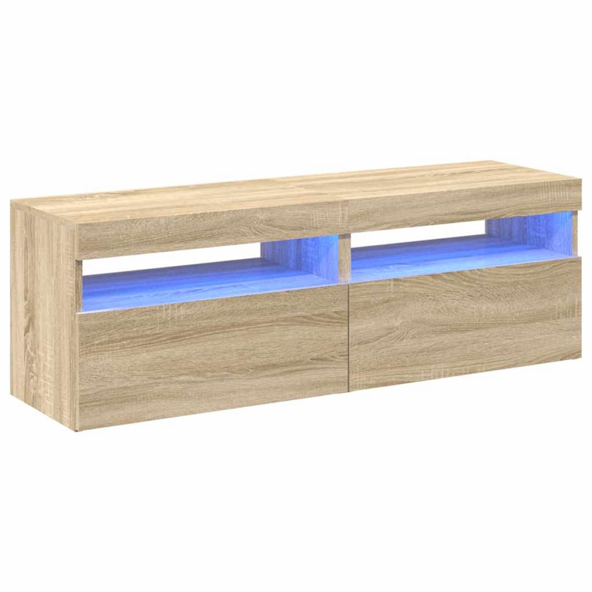 Muebles para TV con luces LED 2 uds roble Sonoma 60x35x40 cm