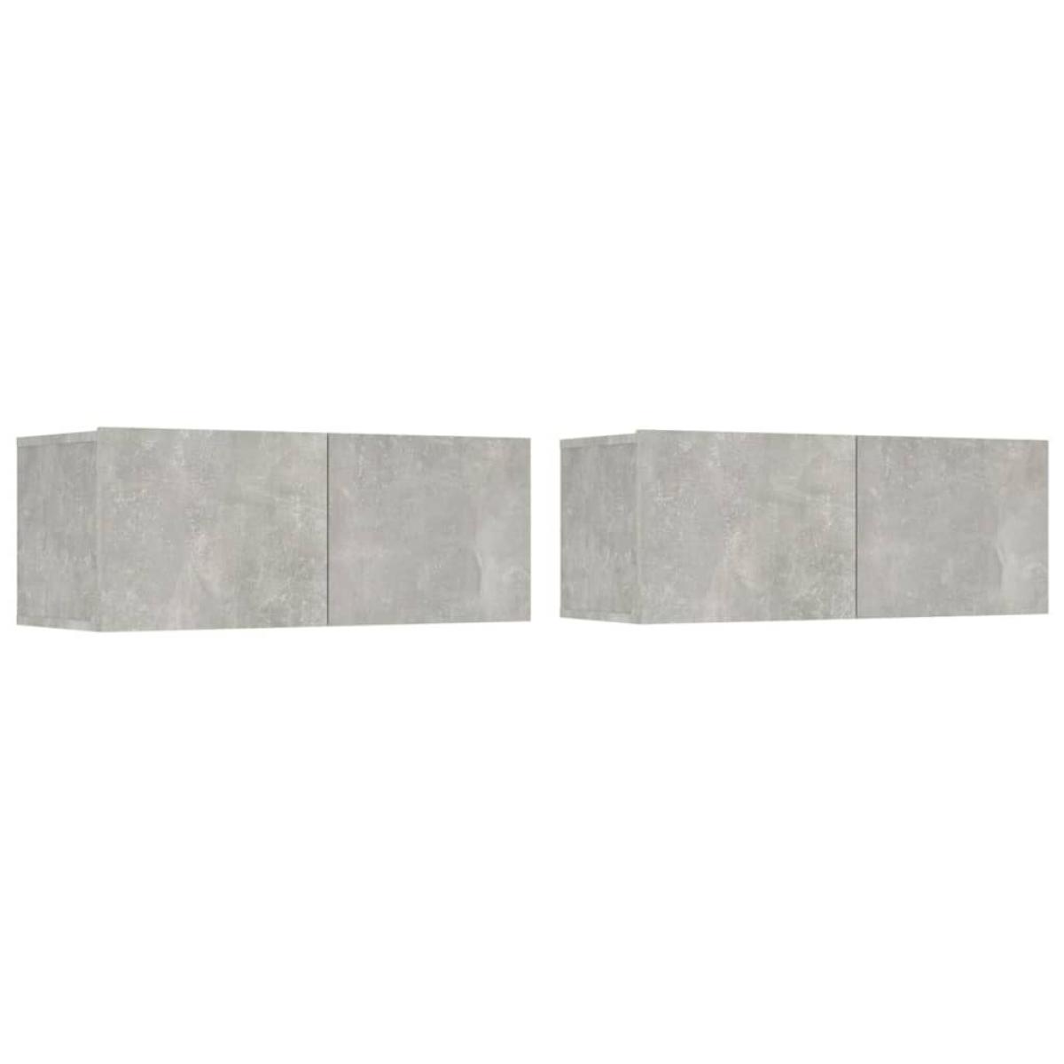 Muebles de TV 2 uds madera ingeniería gris hormigón 80x30x30 cm