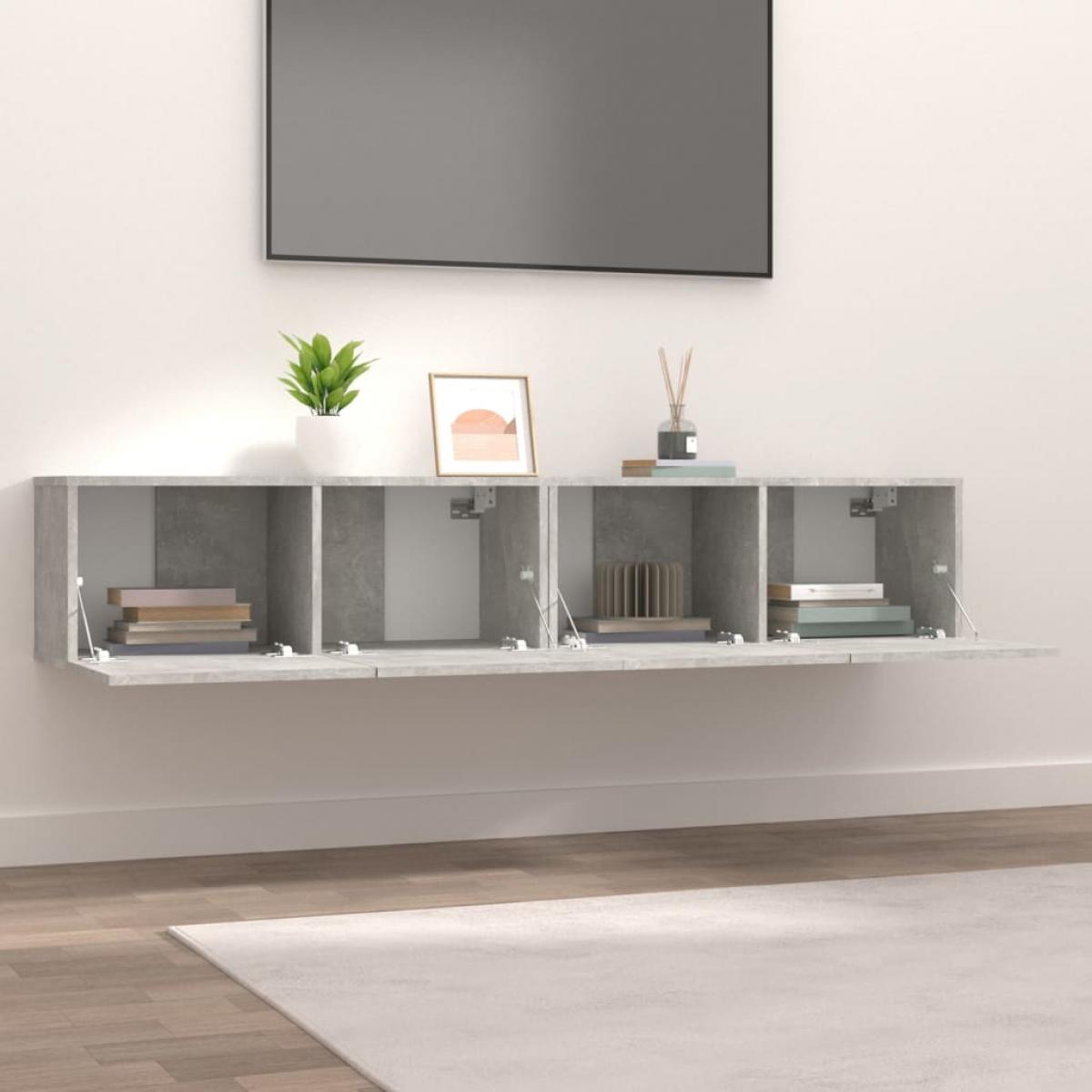 Muebles de TV 2 uds madera ingeniería gris hormigón 80x30x30 cm