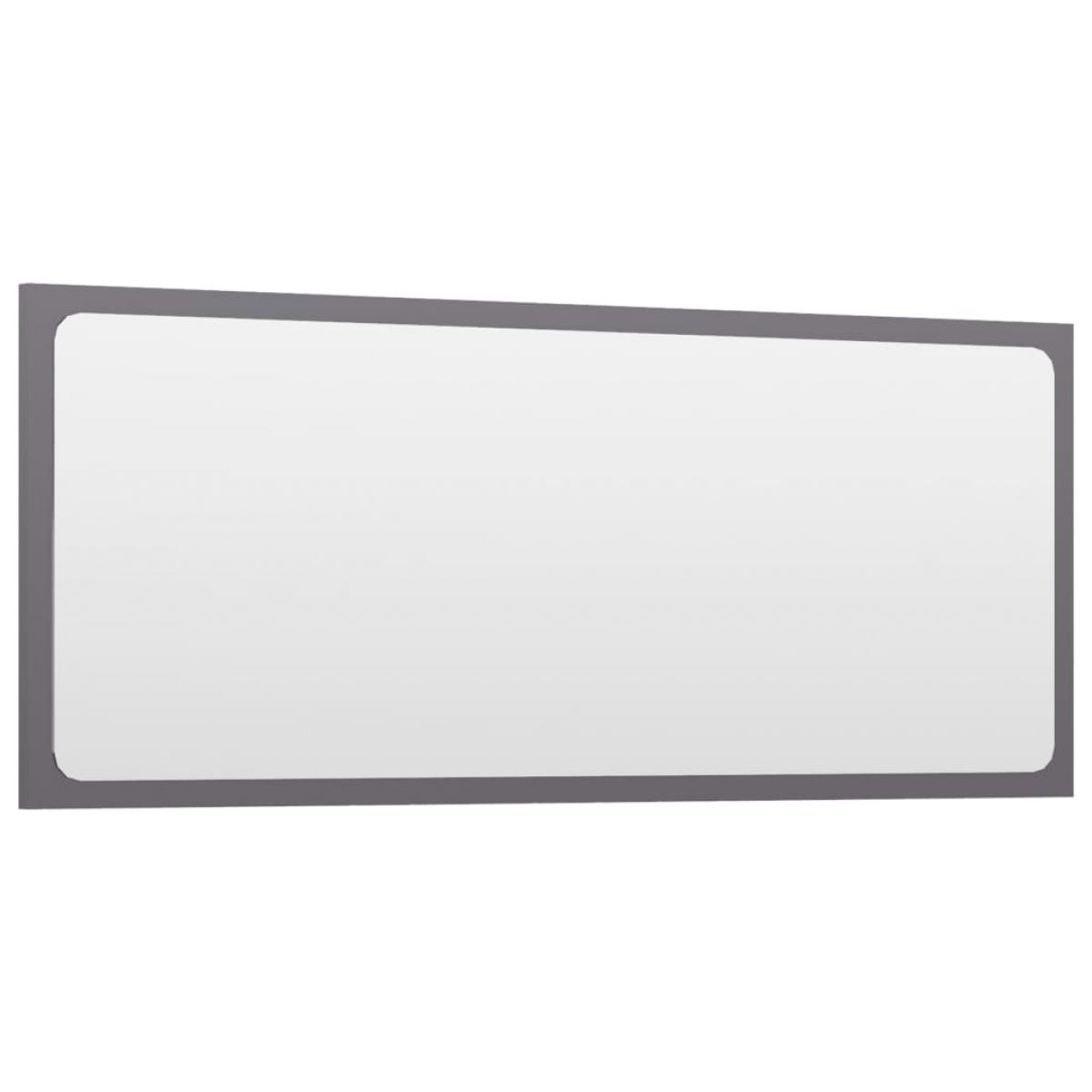 Espejo de baño madera contrachapada gris brillo 90x1,5x37 cm