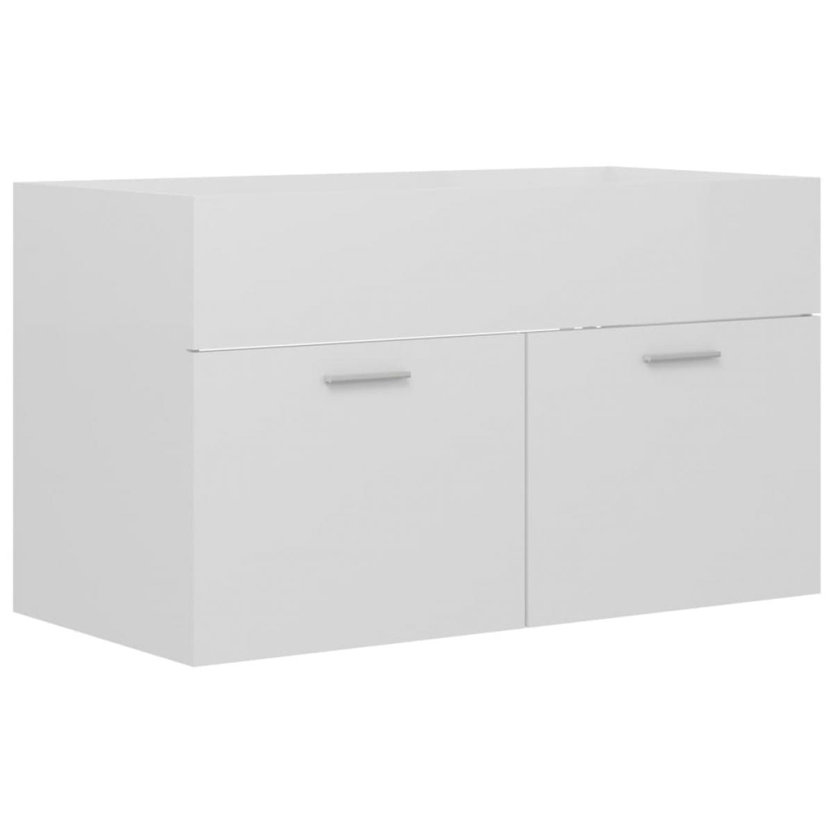 Armario para lavabo contrachapada blanco brillo 80x38,5x46 cm